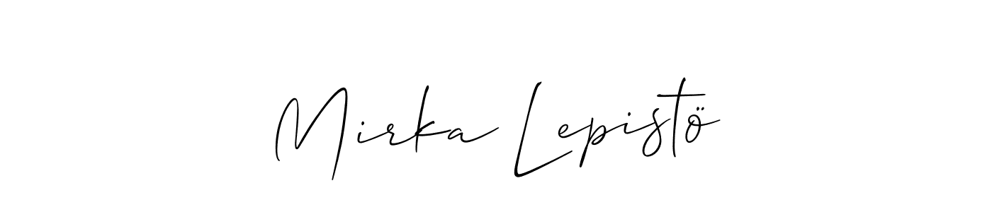 Create a beautiful signature design for name Mirka Lepistö. With this signature (Allison_Script) fonts, you can make a handwritten signature for free. Mirka Lepistö signature style 2 images and pictures png