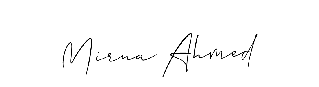 Make a beautiful signature design for name Mirna Ahmed. With this signature (Allison_Script) style, you can create a handwritten signature for free. Mirna Ahmed signature style 2 images and pictures png