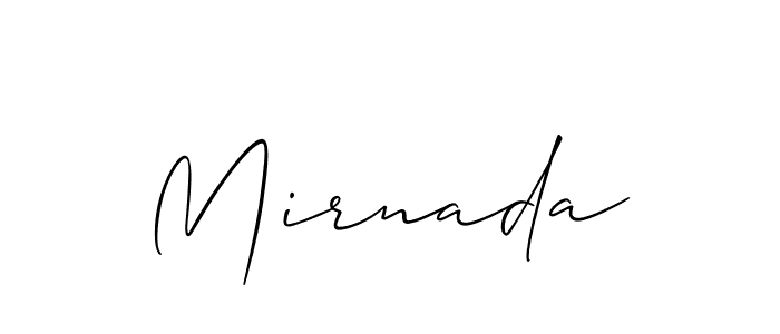 Create a beautiful signature design for name Mirnada. With this signature (Allison_Script) fonts, you can make a handwritten signature for free. Mirnada signature style 2 images and pictures png