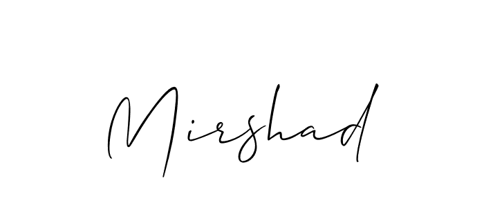 Make a beautiful signature design for name Mirshad. With this signature (Allison_Script) style, you can create a handwritten signature for free. Mirshad signature style 2 images and pictures png