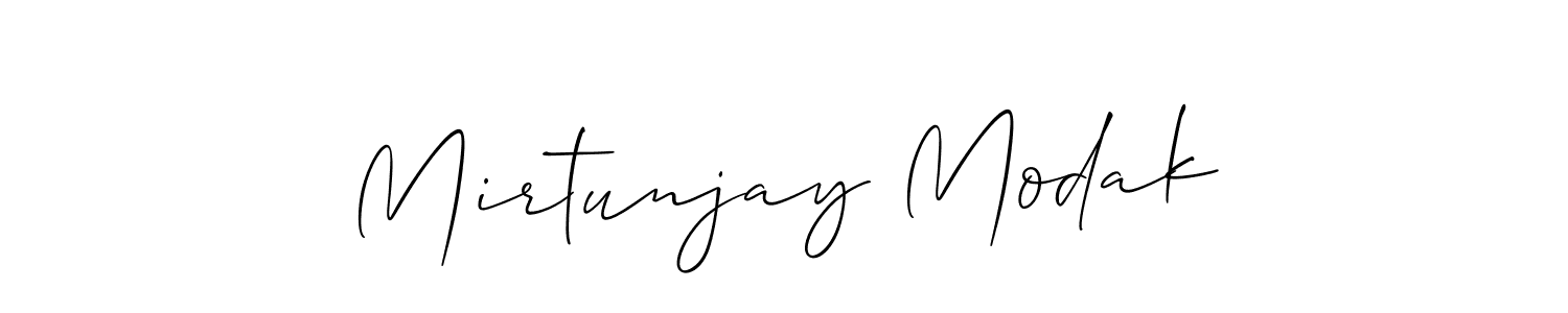 You should practise on your own different ways (Allison_Script) to write your name (Mirtunjay Modak) in signature. don't let someone else do it for you. Mirtunjay Modak signature style 2 images and pictures png