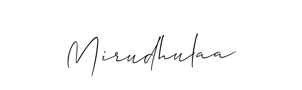 How to make Mirudhulaa name signature. Use Allison_Script style for creating short signs online. This is the latest handwritten sign. Mirudhulaa signature style 2 images and pictures png