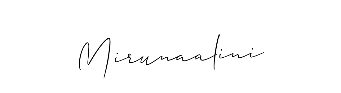 The best way (Allison_Script) to make a short signature is to pick only two or three words in your name. The name Mirunaalini include a total of six letters. For converting this name. Mirunaalini signature style 2 images and pictures png