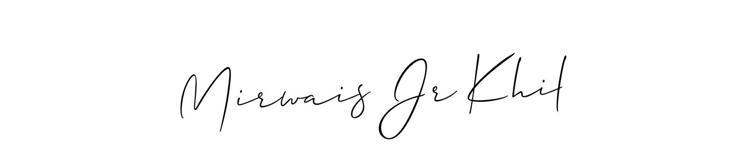 Make a beautiful signature design for name Mirwais Jr Khil. With this signature (Allison_Script) style, you can create a handwritten signature for free. Mirwais Jr Khil signature style 2 images and pictures png