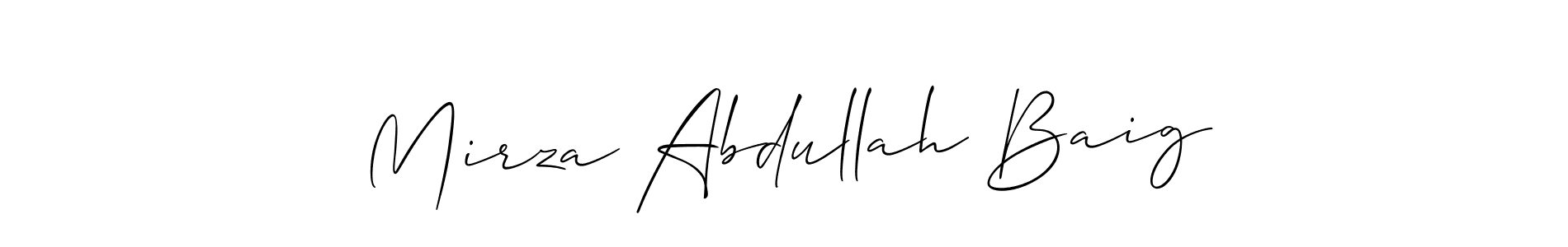 Make a short Mirza Abdullah Baig signature style. Manage your documents anywhere anytime using Allison_Script. Create and add eSignatures, submit forms, share and send files easily. Mirza Abdullah Baig signature style 2 images and pictures png
