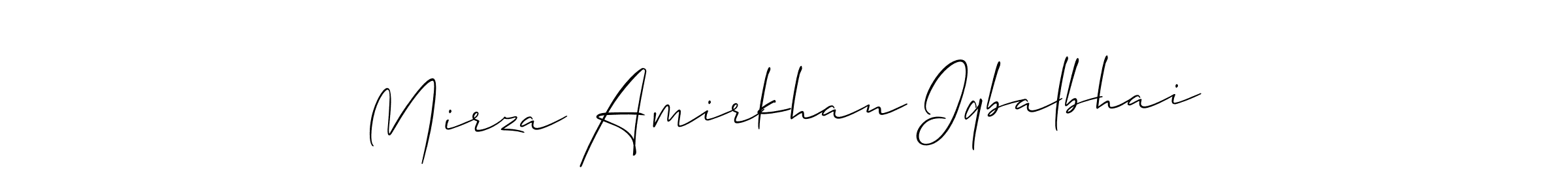 Make a beautiful signature design for name Mirza Amirkhan Iqbalbhai. With this signature (Allison_Script) style, you can create a handwritten signature for free. Mirza Amirkhan Iqbalbhai signature style 2 images and pictures png