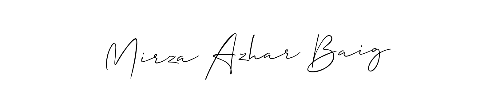 Create a beautiful signature design for name Mirza Azhar Baig. With this signature (Allison_Script) fonts, you can make a handwritten signature for free. Mirza Azhar Baig signature style 2 images and pictures png