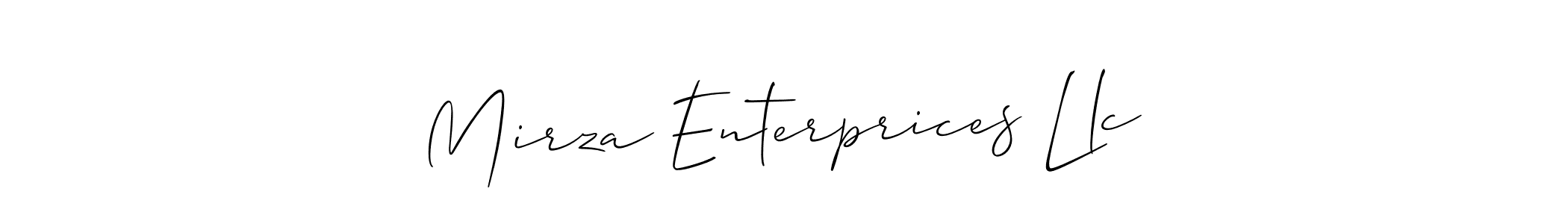 Make a beautiful signature design for name Mirza Enterprices Llc. With this signature (Allison_Script) style, you can create a handwritten signature for free. Mirza Enterprices Llc signature style 2 images and pictures png
