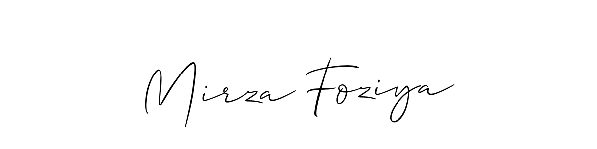 Make a short Mirza Foziya signature style. Manage your documents anywhere anytime using Allison_Script. Create and add eSignatures, submit forms, share and send files easily. Mirza Foziya signature style 2 images and pictures png