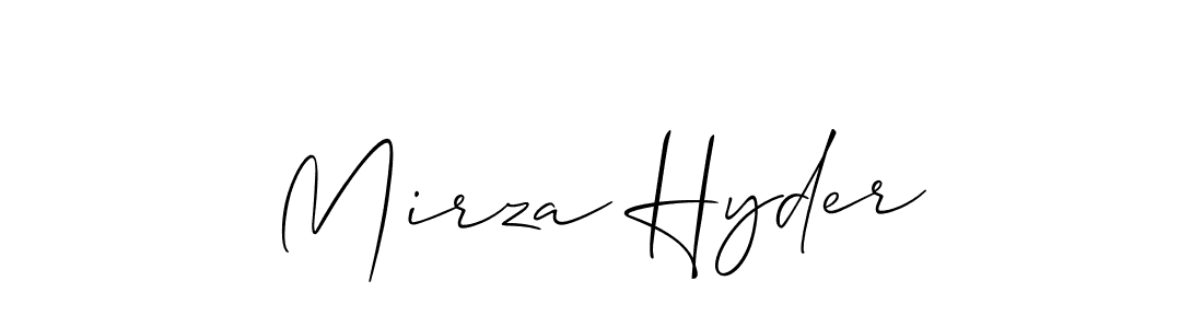 Make a short Mirza Hyder signature style. Manage your documents anywhere anytime using Allison_Script. Create and add eSignatures, submit forms, share and send files easily. Mirza Hyder signature style 2 images and pictures png
