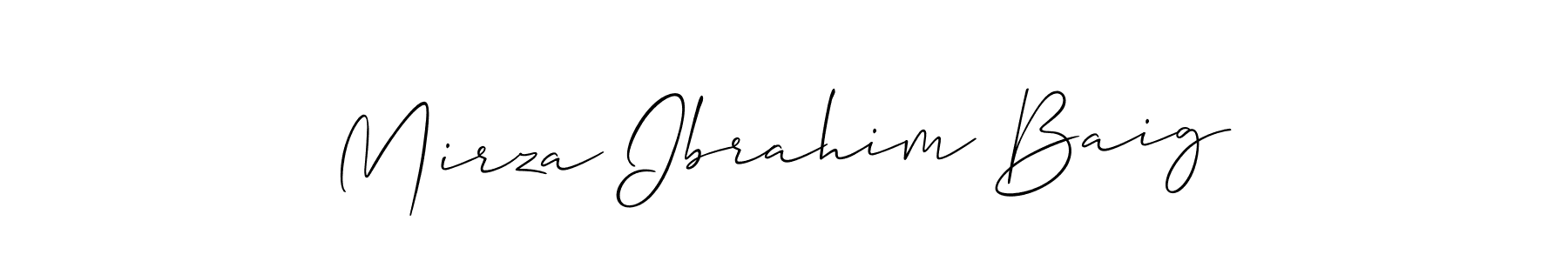 Create a beautiful signature design for name Mirza Ibrahim Baig. With this signature (Allison_Script) fonts, you can make a handwritten signature for free. Mirza Ibrahim Baig signature style 2 images and pictures png