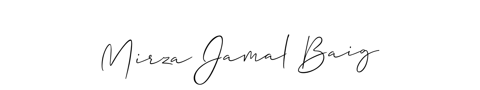 How to make Mirza Jamal Baig name signature. Use Allison_Script style for creating short signs online. This is the latest handwritten sign. Mirza Jamal Baig signature style 2 images and pictures png