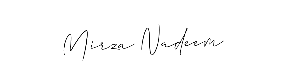 Mirza Nadeem stylish signature style. Best Handwritten Sign (Allison_Script) for my name. Handwritten Signature Collection Ideas for my name Mirza Nadeem. Mirza Nadeem signature style 2 images and pictures png