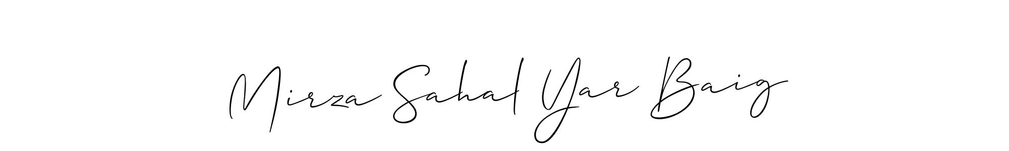 The best way (Allison_Script) to make a short signature is to pick only two or three words in your name. The name Mirza Sahal Yar Baig include a total of six letters. For converting this name. Mirza Sahal Yar Baig signature style 2 images and pictures png