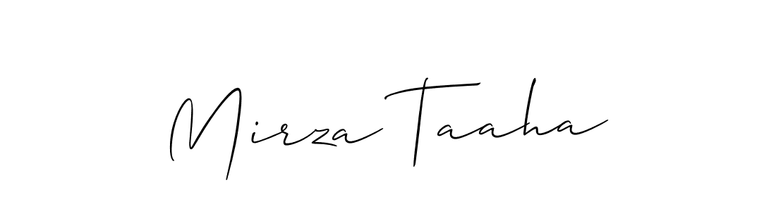 The best way (Allison_Script) to make a short signature is to pick only two or three words in your name. The name Mirza Taaha include a total of six letters. For converting this name. Mirza Taaha signature style 2 images and pictures png