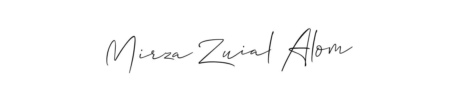 How to make Mirza Zuial Alom name signature. Use Allison_Script style for creating short signs online. This is the latest handwritten sign. Mirza Zuial Alom signature style 2 images and pictures png