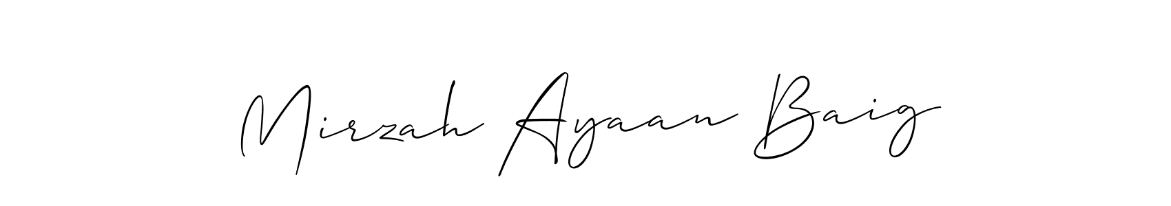 It looks lik you need a new signature style for name Mirzah Ayaan Baig. Design unique handwritten (Allison_Script) signature with our free signature maker in just a few clicks. Mirzah Ayaan Baig signature style 2 images and pictures png