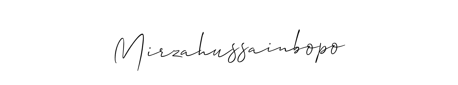 How to make Mirzahussainbopo name signature. Use Allison_Script style for creating short signs online. This is the latest handwritten sign. Mirzahussainbopo signature style 2 images and pictures png