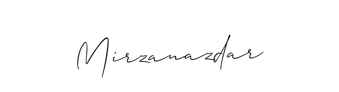 Allison_Script is a professional signature style that is perfect for those who want to add a touch of class to their signature. It is also a great choice for those who want to make their signature more unique. Get Mirzanazdar name to fancy signature for free. Mirzanazdar signature style 2 images and pictures png