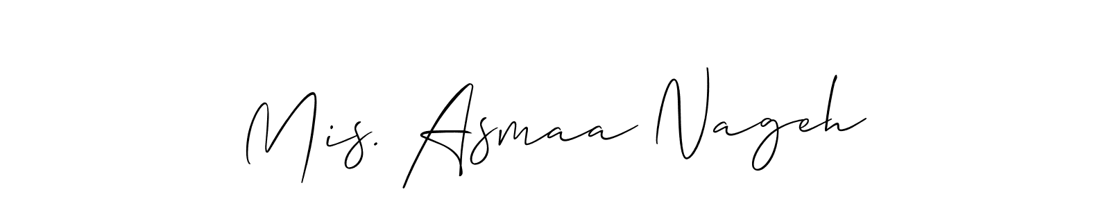 Design your own signature with our free online signature maker. With this signature software, you can create a handwritten (Allison_Script) signature for name Mis. Asmaa Nageh. Mis. Asmaa Nageh signature style 2 images and pictures png