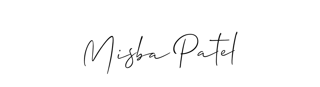 How to make Misba Patel name signature. Use Allison_Script style for creating short signs online. This is the latest handwritten sign. Misba Patel signature style 2 images and pictures png