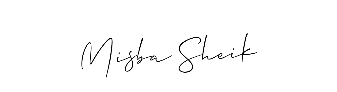 Make a beautiful signature design for name Misba Sheik. With this signature (Allison_Script) style, you can create a handwritten signature for free. Misba Sheik signature style 2 images and pictures png