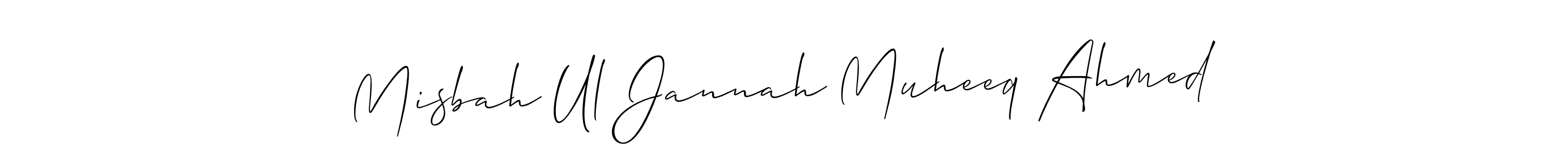Use a signature maker to create a handwritten signature online. With this signature software, you can design (Allison_Script) your own signature for name Misbah Ul Jannah Muheeq Ahmed. Misbah Ul Jannah Muheeq Ahmed signature style 2 images and pictures png