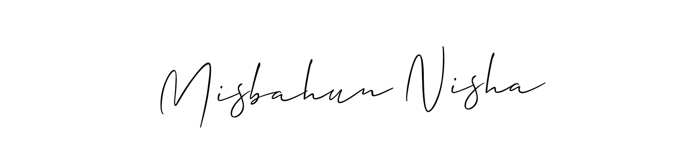 Design your own signature with our free online signature maker. With this signature software, you can create a handwritten (Allison_Script) signature for name Misbahun Nisha. Misbahun Nisha signature style 2 images and pictures png