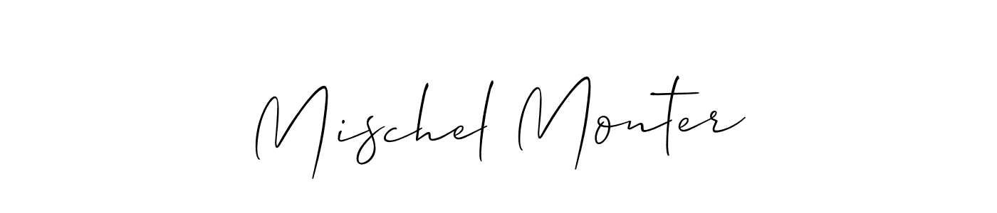 The best way (Allison_Script) to make a short signature is to pick only two or three words in your name. The name Mischel Monter include a total of six letters. For converting this name. Mischel Monter signature style 2 images and pictures png