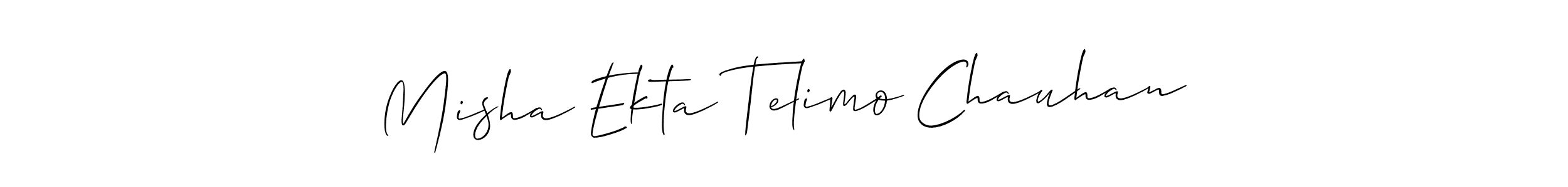 Make a beautiful signature design for name Misha Ekta Telimo Chauhan. With this signature (Allison_Script) style, you can create a handwritten signature for free. Misha Ekta Telimo Chauhan signature style 2 images and pictures png