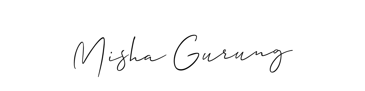 How to make Misha Gurung signature? Allison_Script is a professional autograph style. Create handwritten signature for Misha Gurung name. Misha Gurung signature style 2 images and pictures png