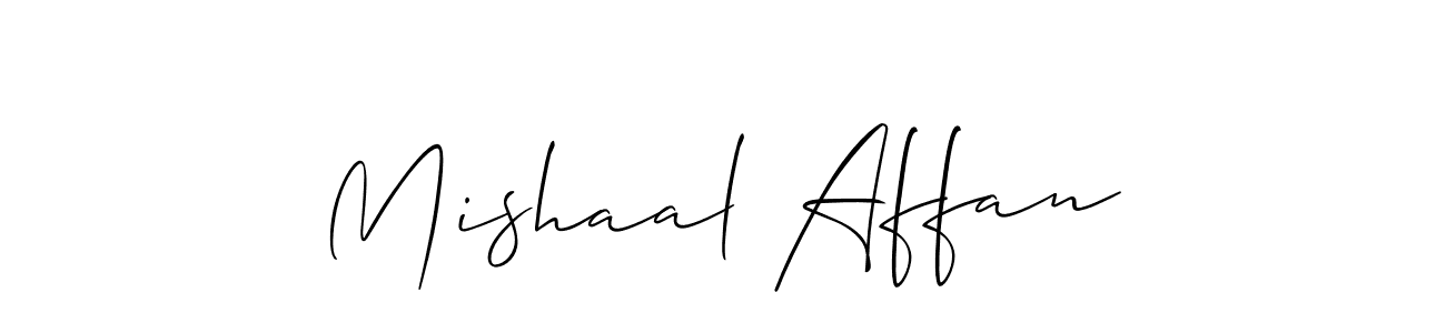 Also we have Mishaal Affan name is the best signature style. Create professional handwritten signature collection using Allison_Script autograph style. Mishaal Affan signature style 2 images and pictures png