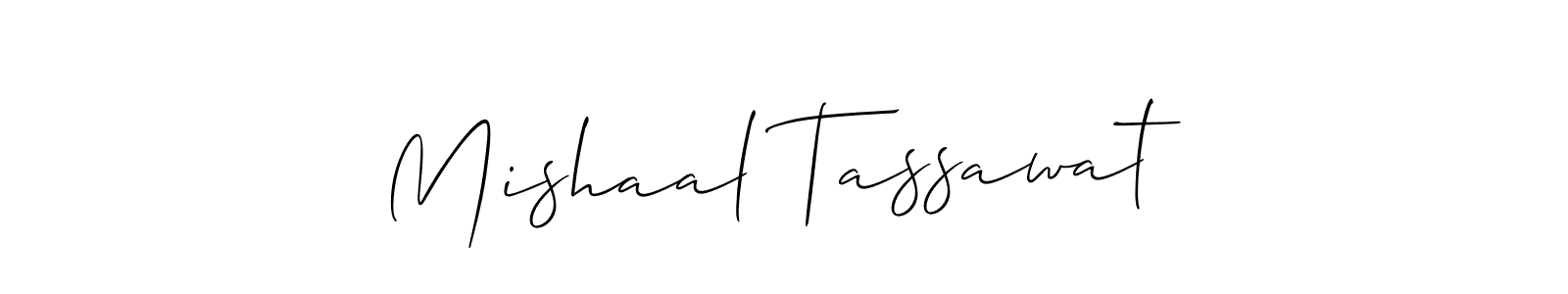 It looks lik you need a new signature style for name Mishaal Tassawat. Design unique handwritten (Allison_Script) signature with our free signature maker in just a few clicks. Mishaal Tassawat signature style 2 images and pictures png