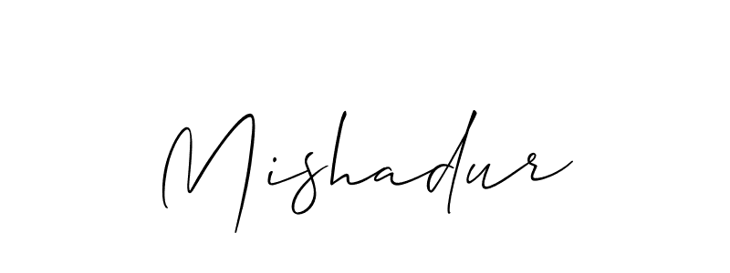 Use a signature maker to create a handwritten signature online. With this signature software, you can design (Allison_Script) your own signature for name Mishadur. Mishadur signature style 2 images and pictures png