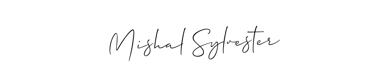 The best way (Allison_Script) to make a short signature is to pick only two or three words in your name. The name Mishal Sylvester include a total of six letters. For converting this name. Mishal Sylvester signature style 2 images and pictures png