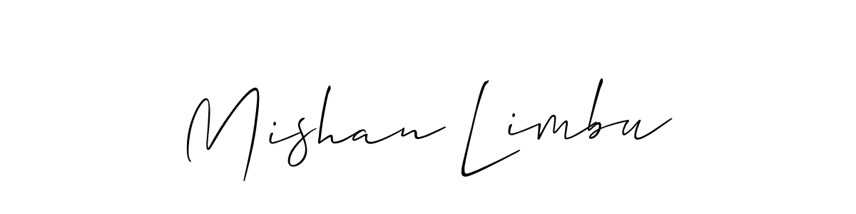 Create a beautiful signature design for name Mishan Limbu. With this signature (Allison_Script) fonts, you can make a handwritten signature for free. Mishan Limbu signature style 2 images and pictures png