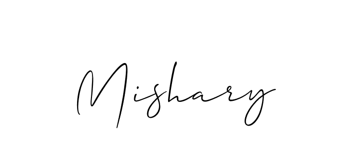 Design your own signature with our free online signature maker. With this signature software, you can create a handwritten (Allison_Script) signature for name Mishary. Mishary signature style 2 images and pictures png