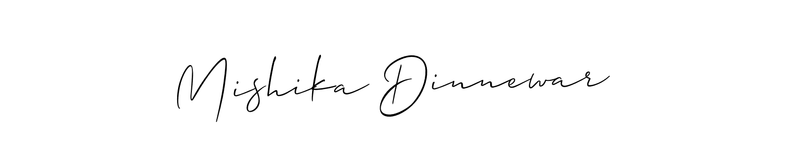 How to make Mishika Dinnewar name signature. Use Allison_Script style for creating short signs online. This is the latest handwritten sign. Mishika Dinnewar signature style 2 images and pictures png