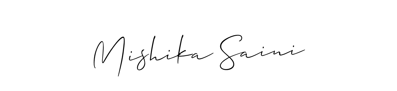 Also we have Mishika Saini name is the best signature style. Create professional handwritten signature collection using Allison_Script autograph style. Mishika Saini signature style 2 images and pictures png