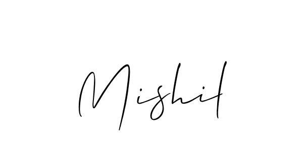 Make a beautiful signature design for name Mishil. With this signature (Allison_Script) style, you can create a handwritten signature for free. Mishil signature style 2 images and pictures png