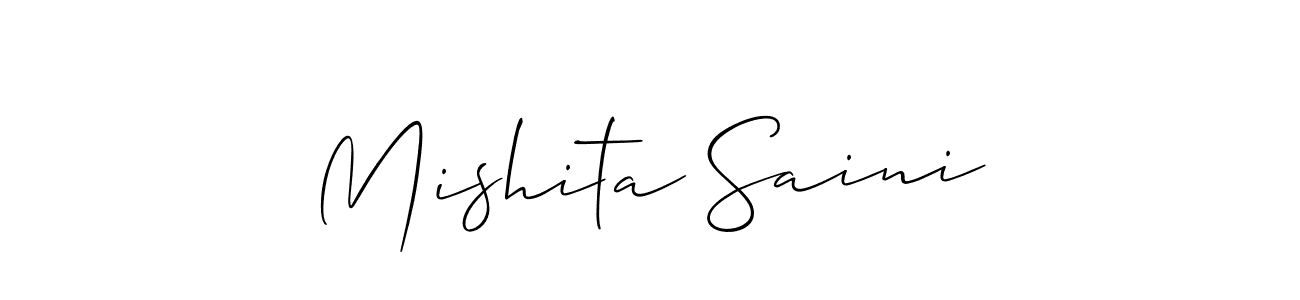 How to make Mishita Saini name signature. Use Allison_Script style for creating short signs online. This is the latest handwritten sign. Mishita Saini signature style 2 images and pictures png