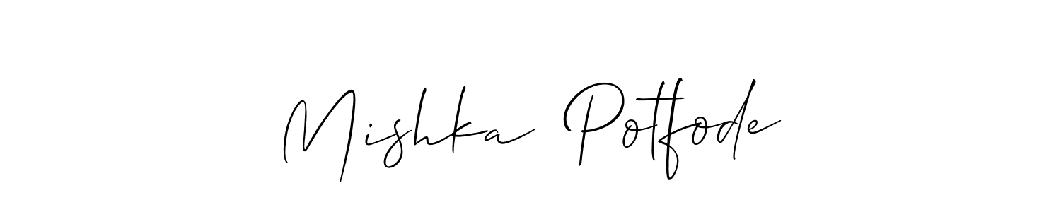 You should practise on your own different ways (Allison_Script) to write your name (Mishka  Potfode) in signature. don't let someone else do it for you. Mishka  Potfode signature style 2 images and pictures png