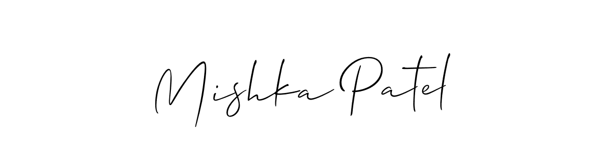 It looks lik you need a new signature style for name Mishka Patel. Design unique handwritten (Allison_Script) signature with our free signature maker in just a few clicks. Mishka Patel signature style 2 images and pictures png