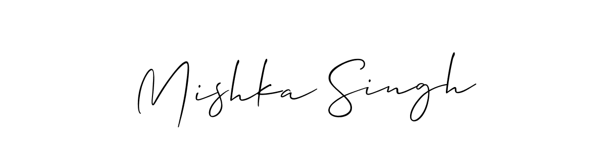 if you are searching for the best signature style for your name Mishka Singh. so please give up your signature search. here we have designed multiple signature styles  using Allison_Script. Mishka Singh signature style 2 images and pictures png