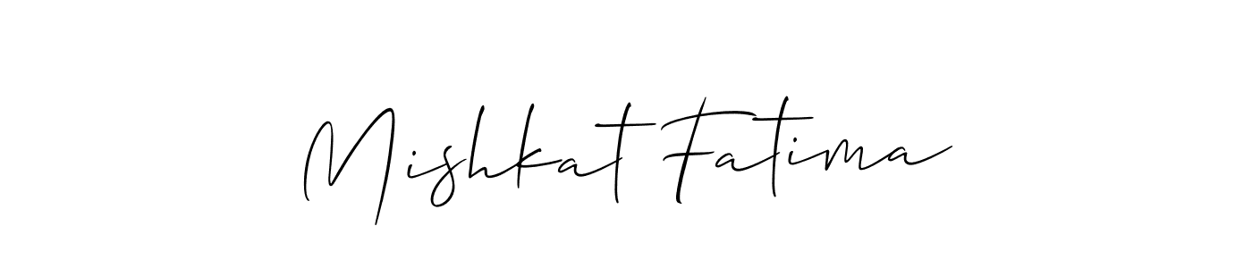 Also You can easily find your signature by using the search form. We will create Mishkat Fatima name handwritten signature images for you free of cost using Allison_Script sign style. Mishkat Fatima signature style 2 images and pictures png