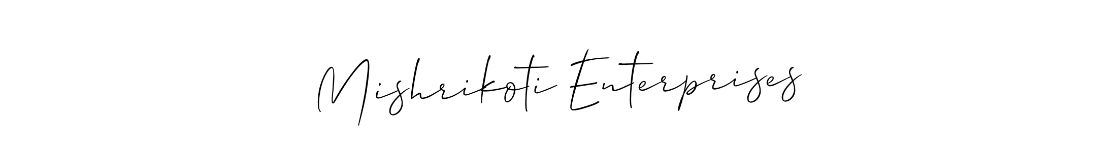 if you are searching for the best signature style for your name Mishrikoti Enterprises. so please give up your signature search. here we have designed multiple signature styles  using Allison_Script. Mishrikoti Enterprises signature style 2 images and pictures png