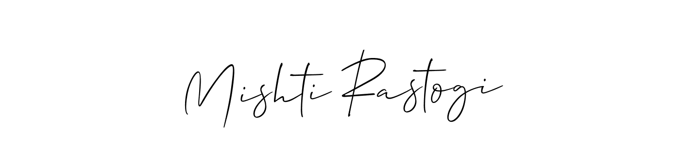 Allison_Script is a professional signature style that is perfect for those who want to add a touch of class to their signature. It is also a great choice for those who want to make their signature more unique. Get Mishti Rastogi name to fancy signature for free. Mishti Rastogi signature style 2 images and pictures png