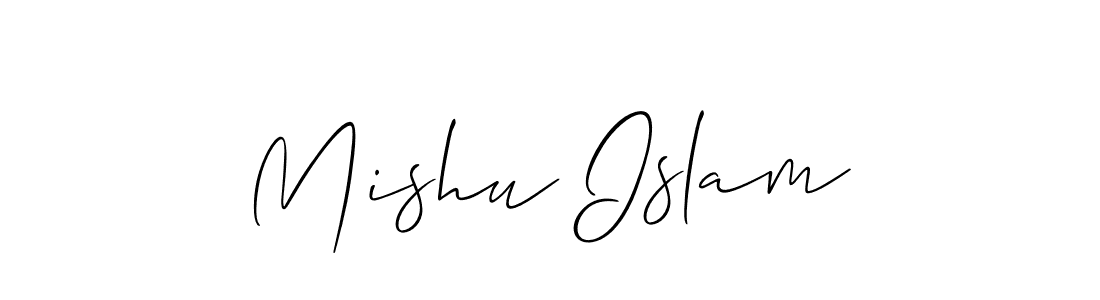 Make a beautiful signature design for name Mishu Islam. With this signature (Allison_Script) style, you can create a handwritten signature for free. Mishu Islam signature style 2 images and pictures png