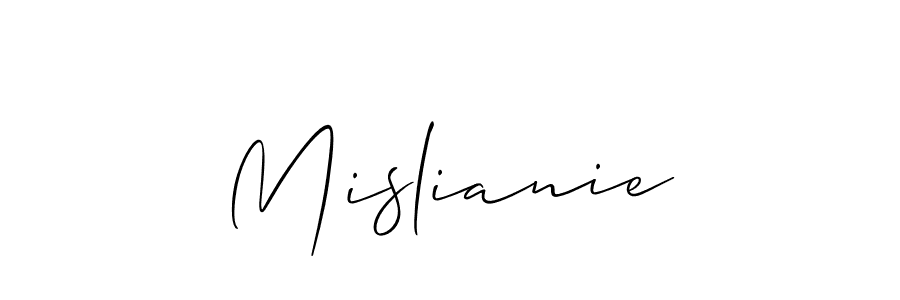 The best way (Allison_Script) to make a short signature is to pick only two or three words in your name. The name Mislianie include a total of six letters. For converting this name. Mislianie signature style 2 images and pictures png