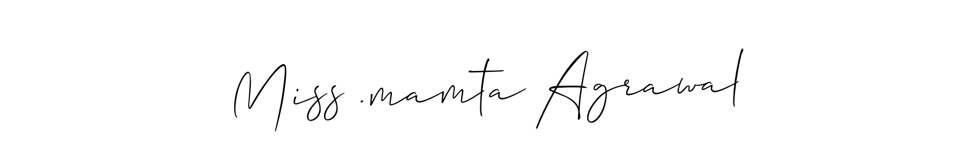 The best way (Allison_Script) to make a short signature is to pick only two or three words in your name. The name Miss .mamta Agrawal include a total of six letters. For converting this name. Miss .mamta Agrawal signature style 2 images and pictures png